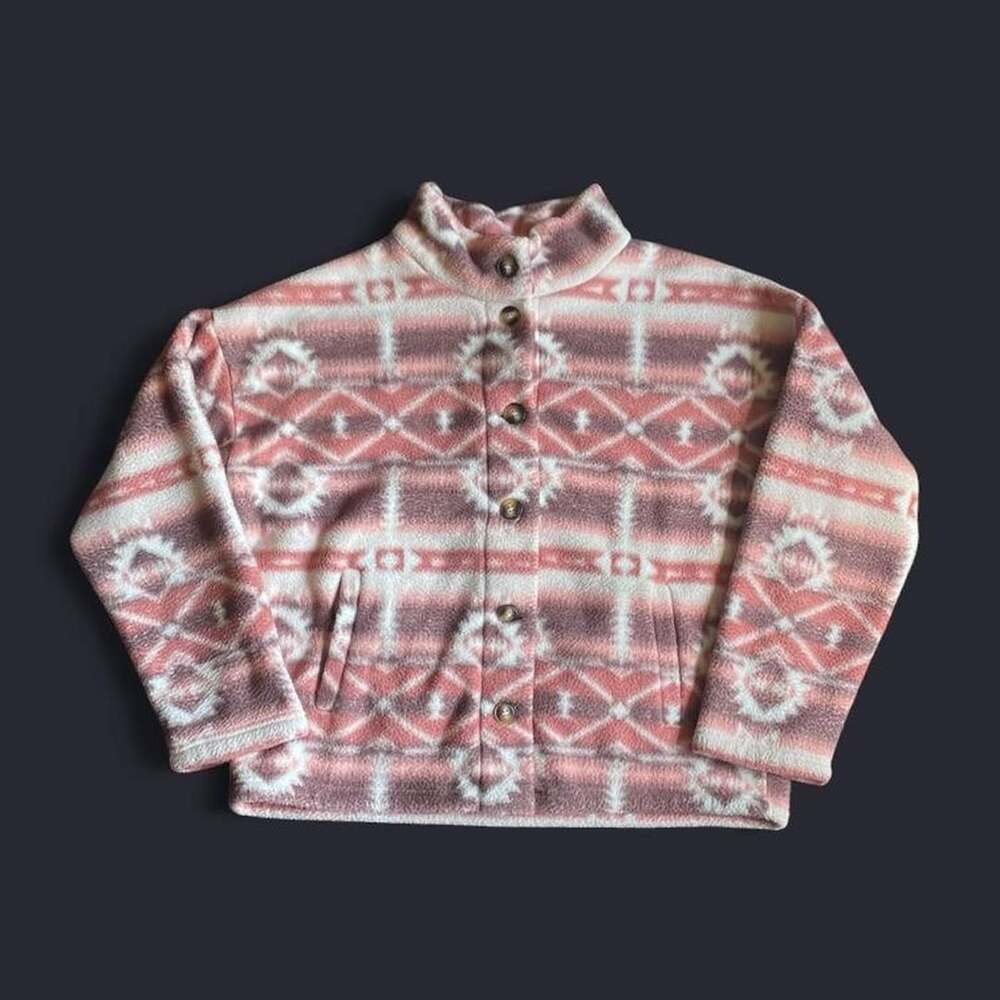 Aztec Fleece Sweater Women’s Medium Western Button Up Jacket